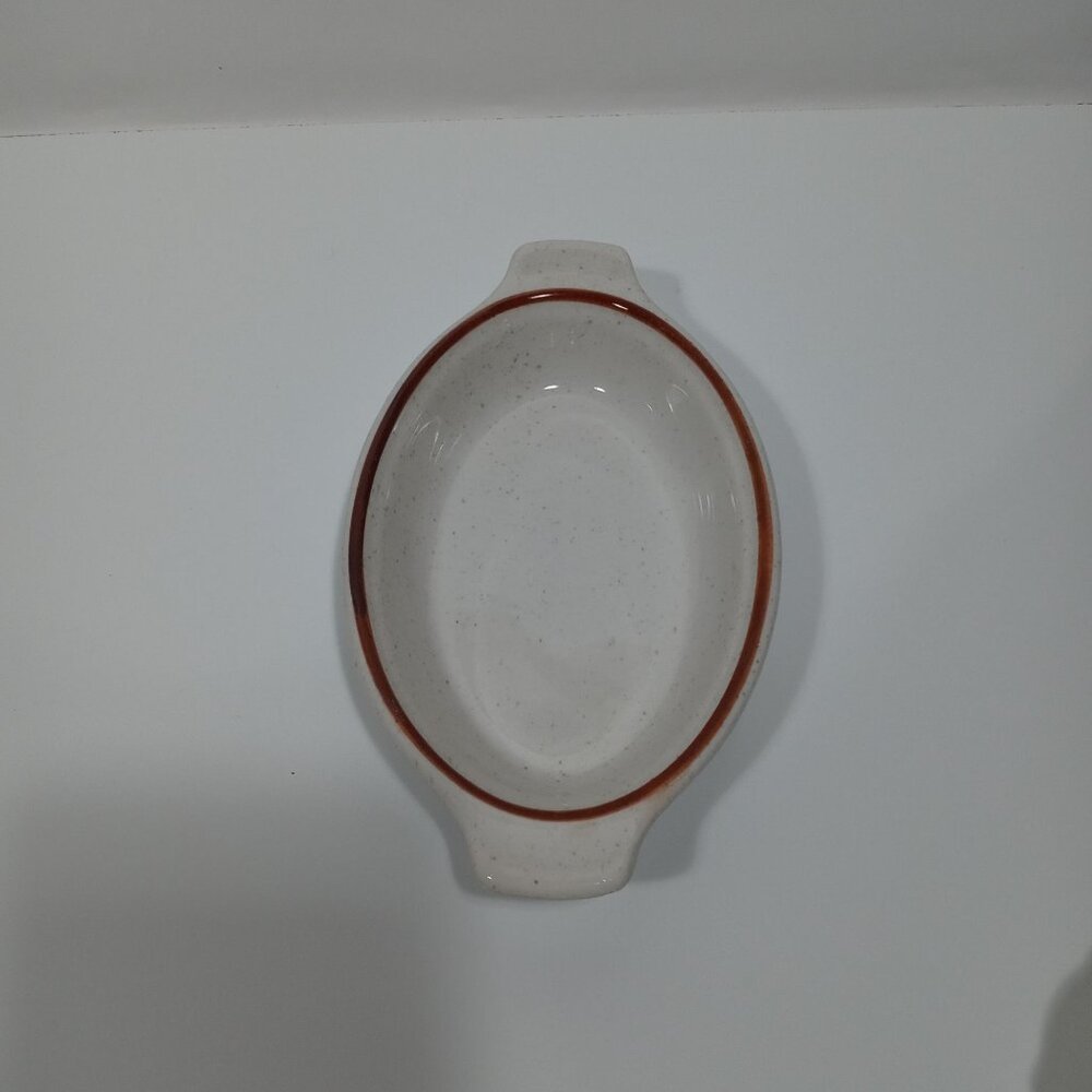 Syracuse China Speckled Brown Oval Au Gratin Dish Vintage